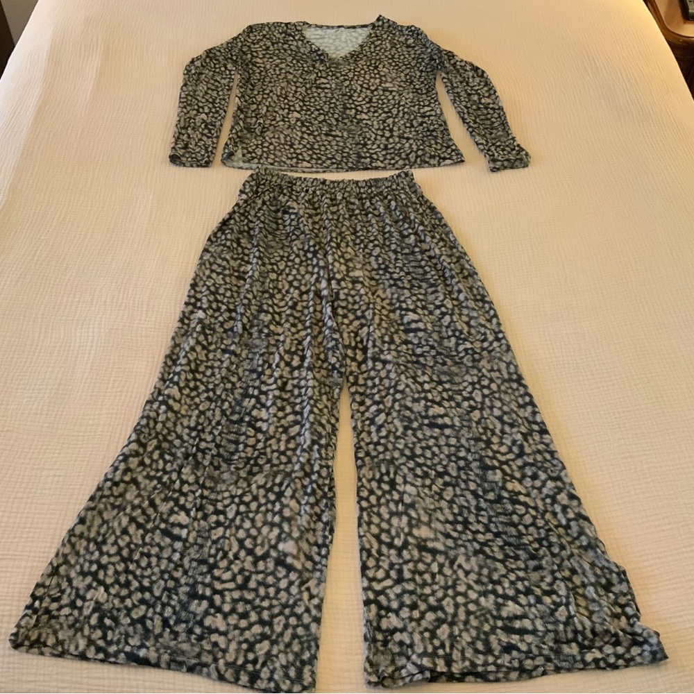 Majestic Filatures Deluxe Teeshirt & Wide Leg Pants sz 1/small